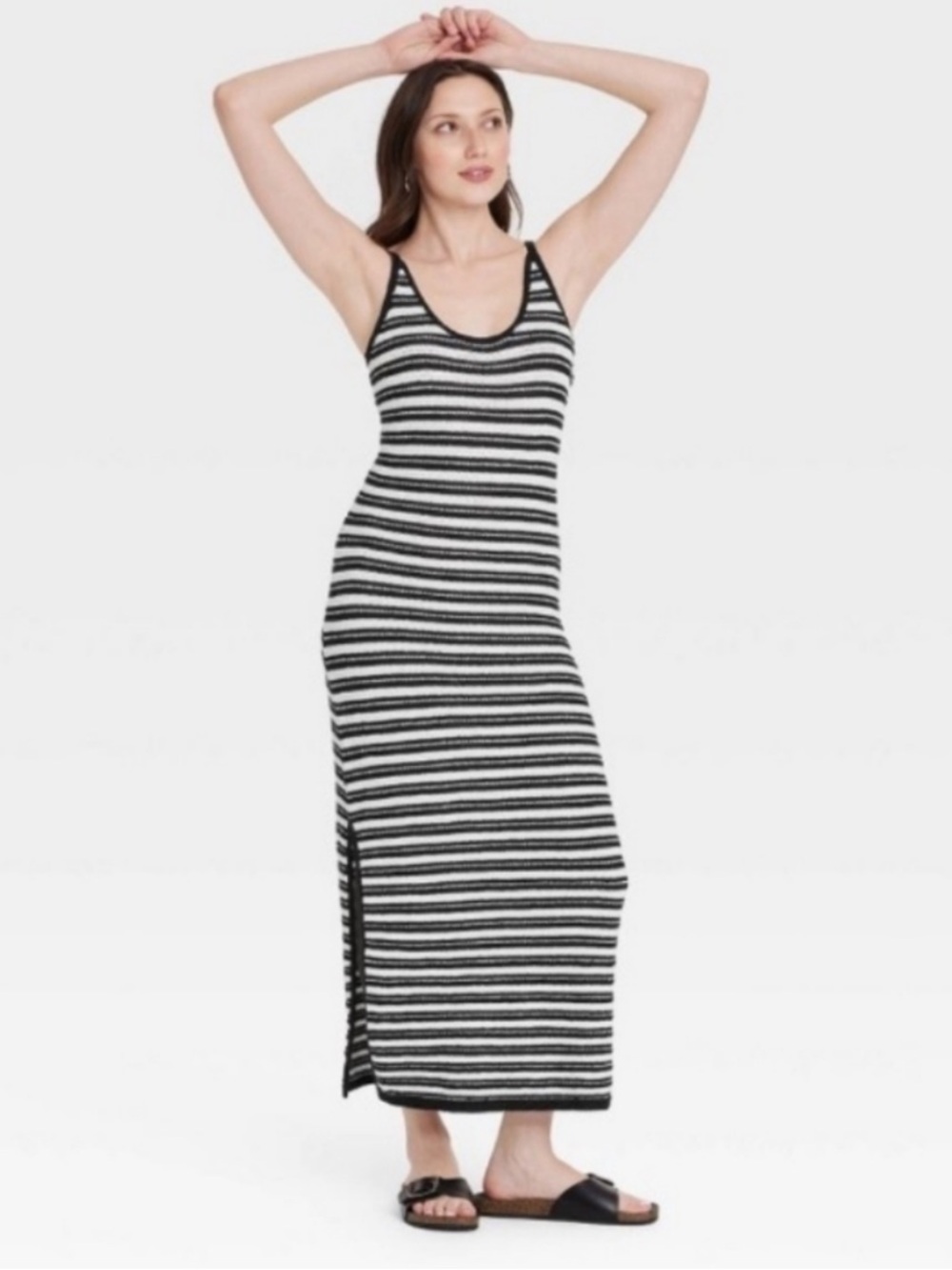 Universal Thread Black and White Striped Tank Maxi Dress